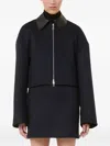 Max Mara Vacuo Leather-collar Wool Jacket In Blue