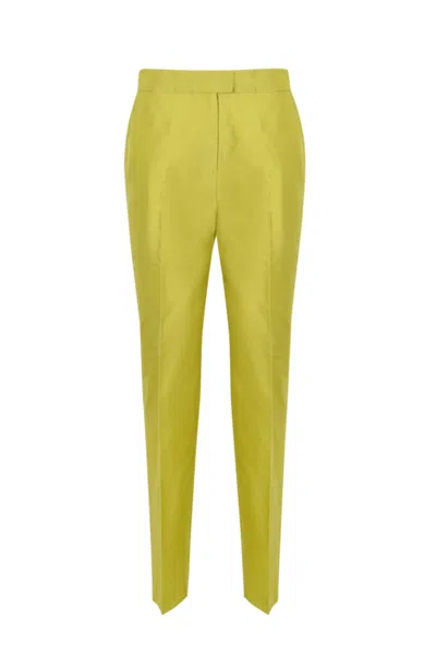 Max Mara Valanga Trousers In Silk Shantung In Yellow