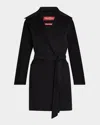 Max Mara Cles Virgin Wool Blend Belted Coat In Black