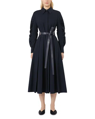 Max Mara Cotton Poplin Shirt Dress In Blue