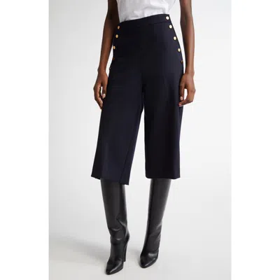 Max Mara Valdez Stretch Wool Blend Bermuda Shorts In Navy