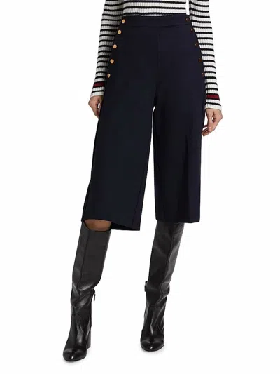 Max Mara Valdez Wool-blend Jersey Crop Shorts In Ultramarine In Black
