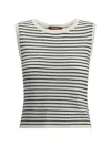 Max Mara Studio Valeria Striped Crewneck Vest In Bianco Nero