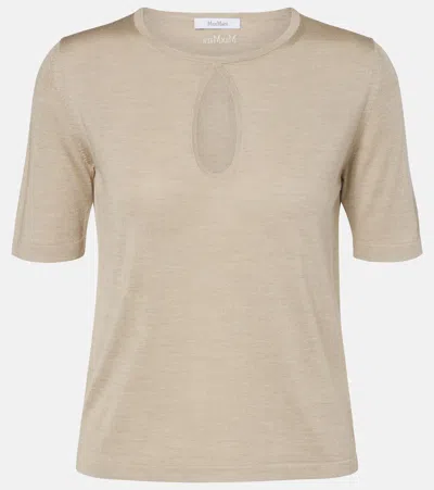 Max Mara Valido Silk And Cashmere Top In Neutral