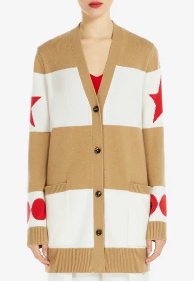 MAX MARA VALIDO WOOL CASHMERE STRIPED CARDIGAN
