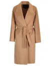 Max Mara Wool Cashmere Silk Wrap Coat In Brown
