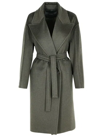 Max Mara 'valle' Cashmere Coat Belted Waist In Green