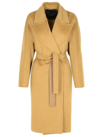 Max Mara Valle Green Cashmere Coat In Brown