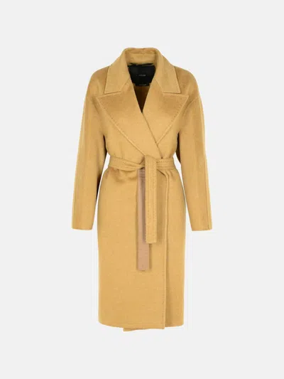 Max Mara 'valle' Green Cashmere Coat In Brown