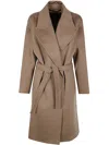 Max Mara Studio Mstcles Belted Kimono-sleeve Coat In Brown