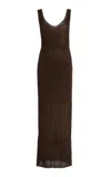 Max Mara Valois Knitted Long Dress In Brown