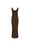 Max Mara Valois Knitted Long Dress In Brown