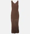 Max Mara Valois Knitted Long Dress In Brown