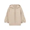 Max Mara Hooded Sweater With Button-detail Sleeves In Wool-cashmere Blend In Nude