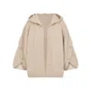 Max Mara Hooded Sweater With Button-detail Sleeves In Wool-cashmere Blend In Neutral