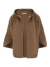 Max Mara 'vals' Brown Cardigan With Fixed Hood And Ribbed Trims In Wool And Cashmere Woman