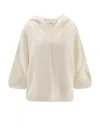 Max Mara Hooded Sweater With Button-detail Sleeves In Wool-cashmere Blend