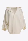 Max Mara Knitwear With Buttoned Hood And Relaxed Fit In White