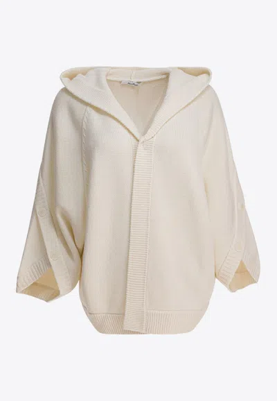MAX MARA VALS WOOL BLEND KNIT CARDIGAN WITH HOOD