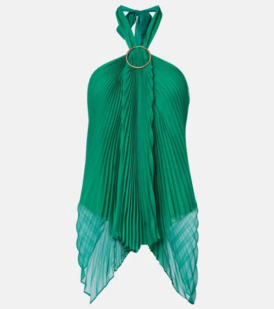 Max Mara Valzer Pleated Top In Green
