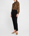 Max Mara Valzer Sheer Animal-print Shirt In Black