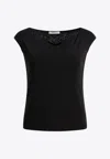Max Mara Valzer Silk V-neck Top In Black