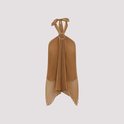 Max Mara Pianoforte Valzer Off Shoulder Halterneck Top In Brown