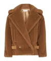 Max Mara Shearling Texture Jacket Belted Waist In Cammello