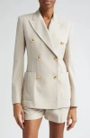 MAX MARA VANADIO DOUBLE BREASTED COTTON PIQUÉ KNIT BLAZER