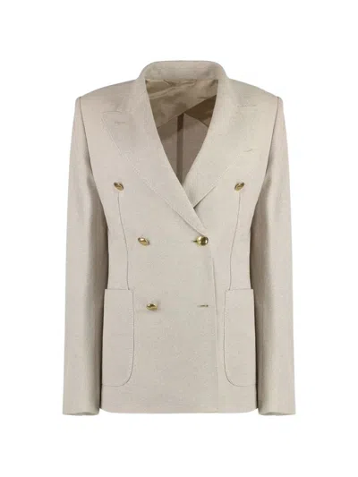 Max Mara Vanadio Double-breasted Blazer In Neutral