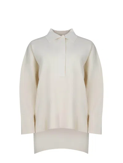 Max Mara Vand Logo Embroidered Polo Top In Beige