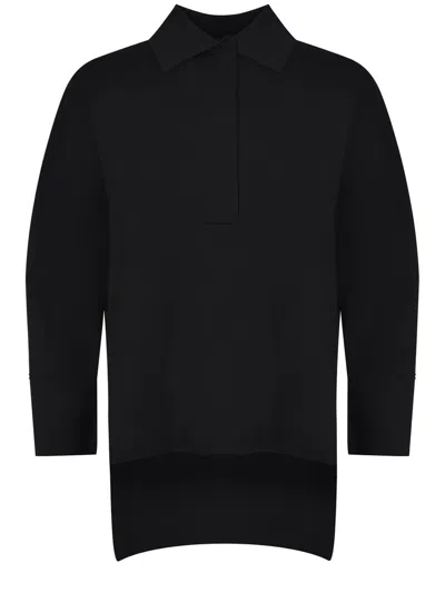Max Mara Vand Logo Embroidered Polo Top In Black