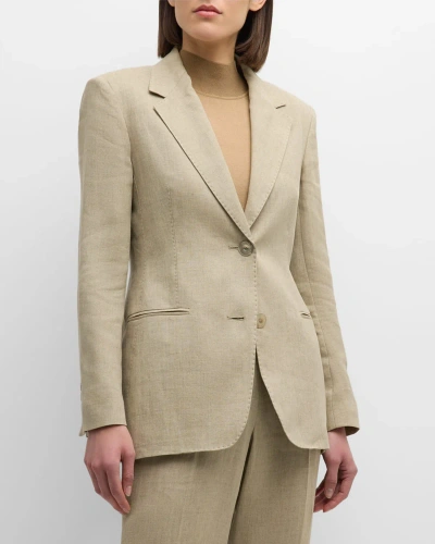 Max Mara Vandea Single-breasted Pick Stitch Blazer In Sand