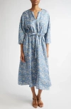 Max Mara Vanessa Floral Print Silk Twill Dress In Light Blue