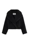 Max Mara Vegan Fur Jacket With Lapel Collar For Women In Black