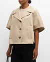 Max Mara Veggia Short Sleeve Cotton Topper In Sand