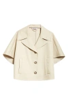 Max Mara Veggia Short Sleeve Cotton Topper In Sand