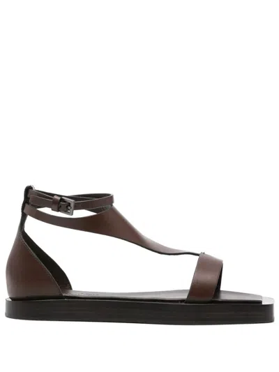 Max Mara Velaflat Flat Sandal Shoes In Brown
