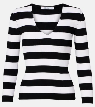 Max Mara Vello Ribbed-knit Striped Sweater In Multi