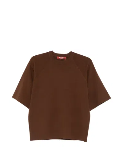 Max Mara Velo Raglan-sleeve Knitted Sweater In Brown