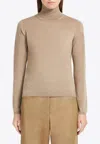 Max Mara Veloce Lightweight Cashmere Turtleneck In Beige