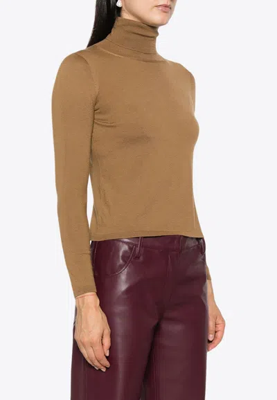 Max Mara Veloce Cashmere High-neck Sweater In Camel