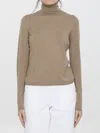 Max Mara Turtleneck Long-sleeved Jumper In Beige