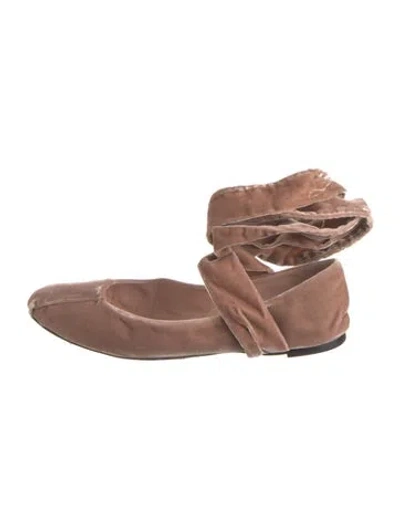Pre-owned Max Mara Velvet Ballet Flats In Pink