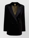 Max Mara Velvet Blazer With Satin Lapels And Buttons In Gold