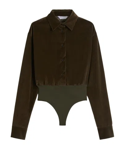 Max Mara Velvet Bodysuit Shirt In Brown