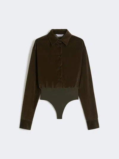 Max Mara Velvet Bodysuit Shirt In Green