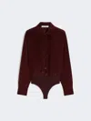 Max Mara Velvet Bodysuit Shirt In Red