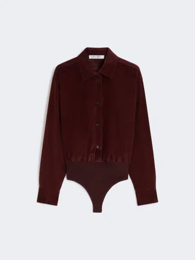 Max Mara Velvet Bodysuit Shirt In Red