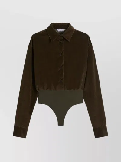 MAX MARA VELVET BODYSUIT TULLE THONG